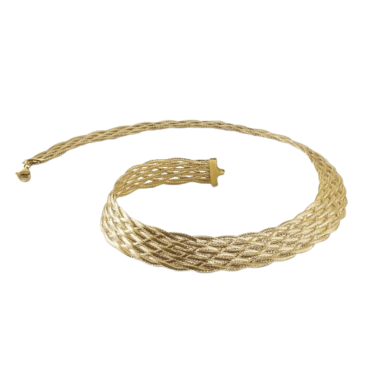 Braided Mesh Necklace in 14K yellow gold