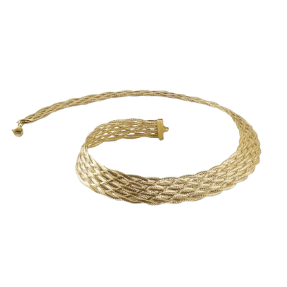 Braided Mesh Necklace in 14K yellow gold