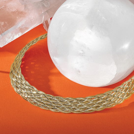 Braided Mesh Necklace in 14K yellow gold