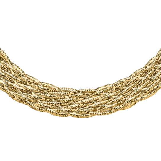 Braided Mesh Necklace in 14K yellow gold