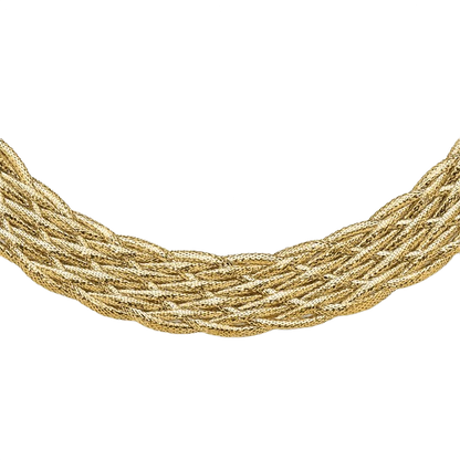 Braided Mesh Necklace in 14K yellow gold