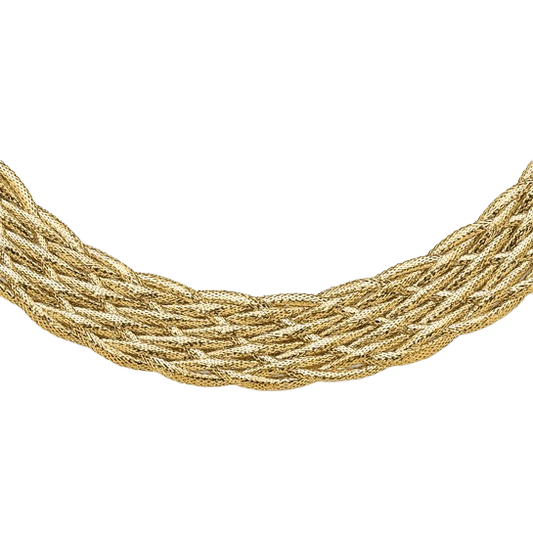 Braided Mesh Necklace in 14K yellow gold