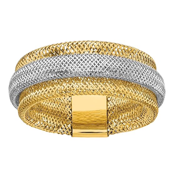 Layered Stretch Ring, 9mm in 14K yellow gold