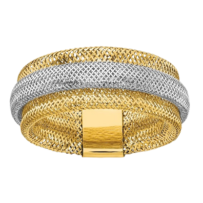 Layered Stretch Ring, 9mm in 14K yellow gold