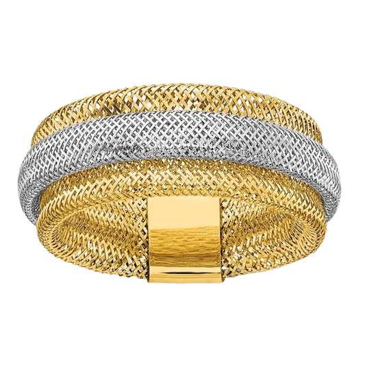 Layered Stretch Ring, 9mm in 14K yellow gold