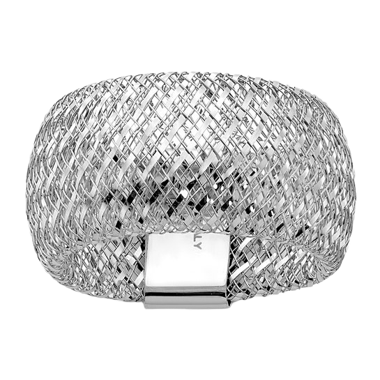 Wide Mesh Stretch Ring — 14K Two-Tone Gold