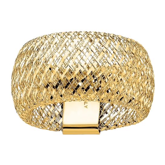Wide Mesh Stretch Ring — 14K Yellow Gold