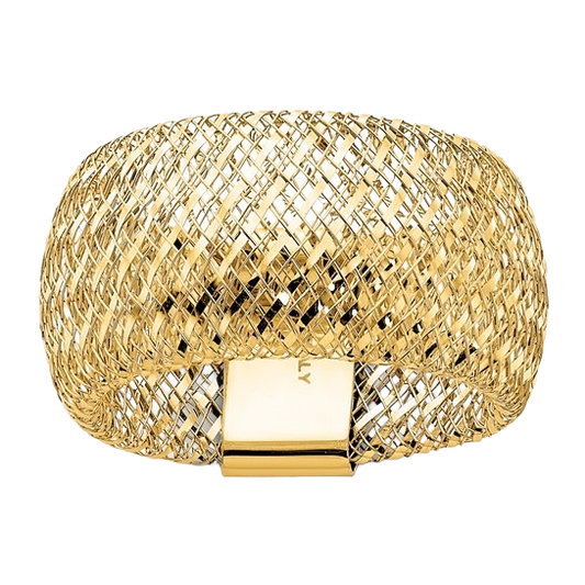 Wide Mesh Stretch Ring — 14K Yellow Gold