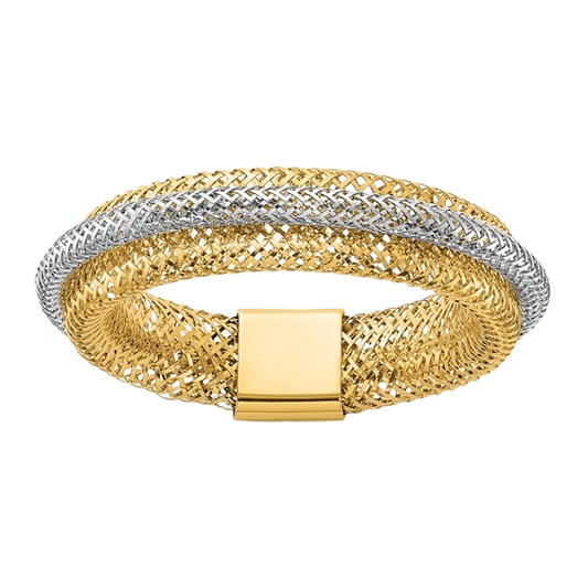 Layered Stretch Ring, 5mm in 14K yellow gold