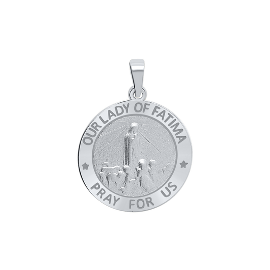 Our Lady of Fatima Medallion in Sterling Silver, Nuestra Señora de Fátima