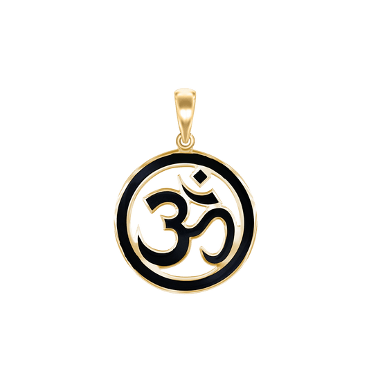 Hinduistischer Om-Anhänger mit schwarzer Emaille aus Sterlingsilber