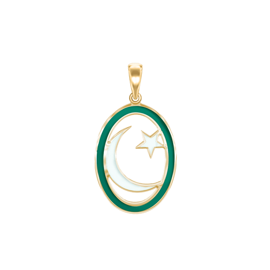 Star Crescent Pendant in 14K yellow gold
