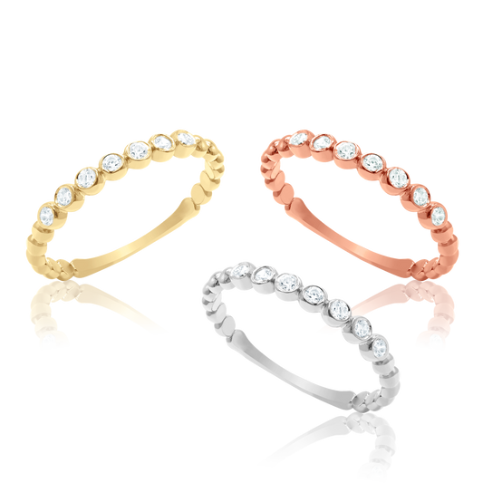 Beaded 7 Diamond Ring