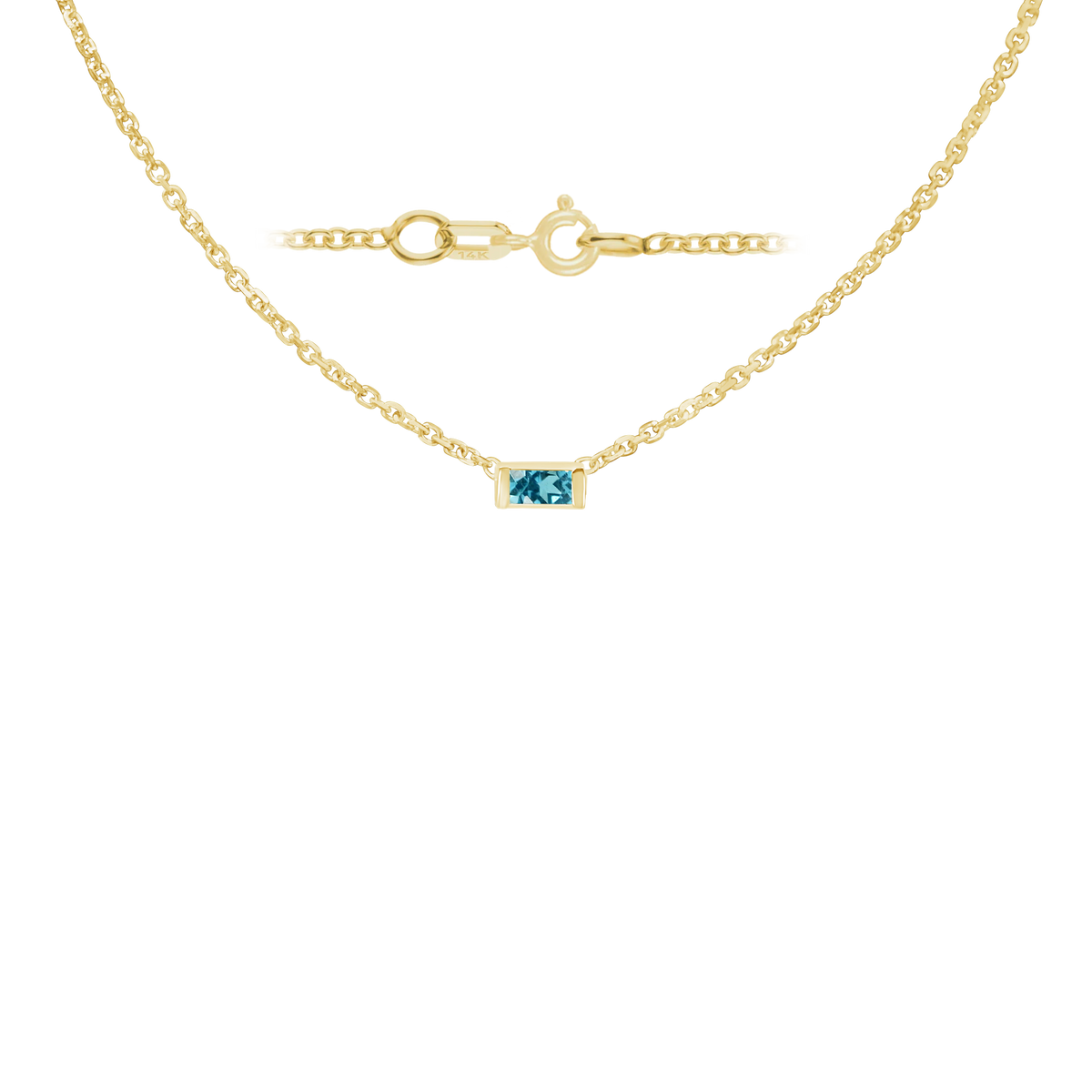 Gemstone Baguette Bezel Charm Necklace