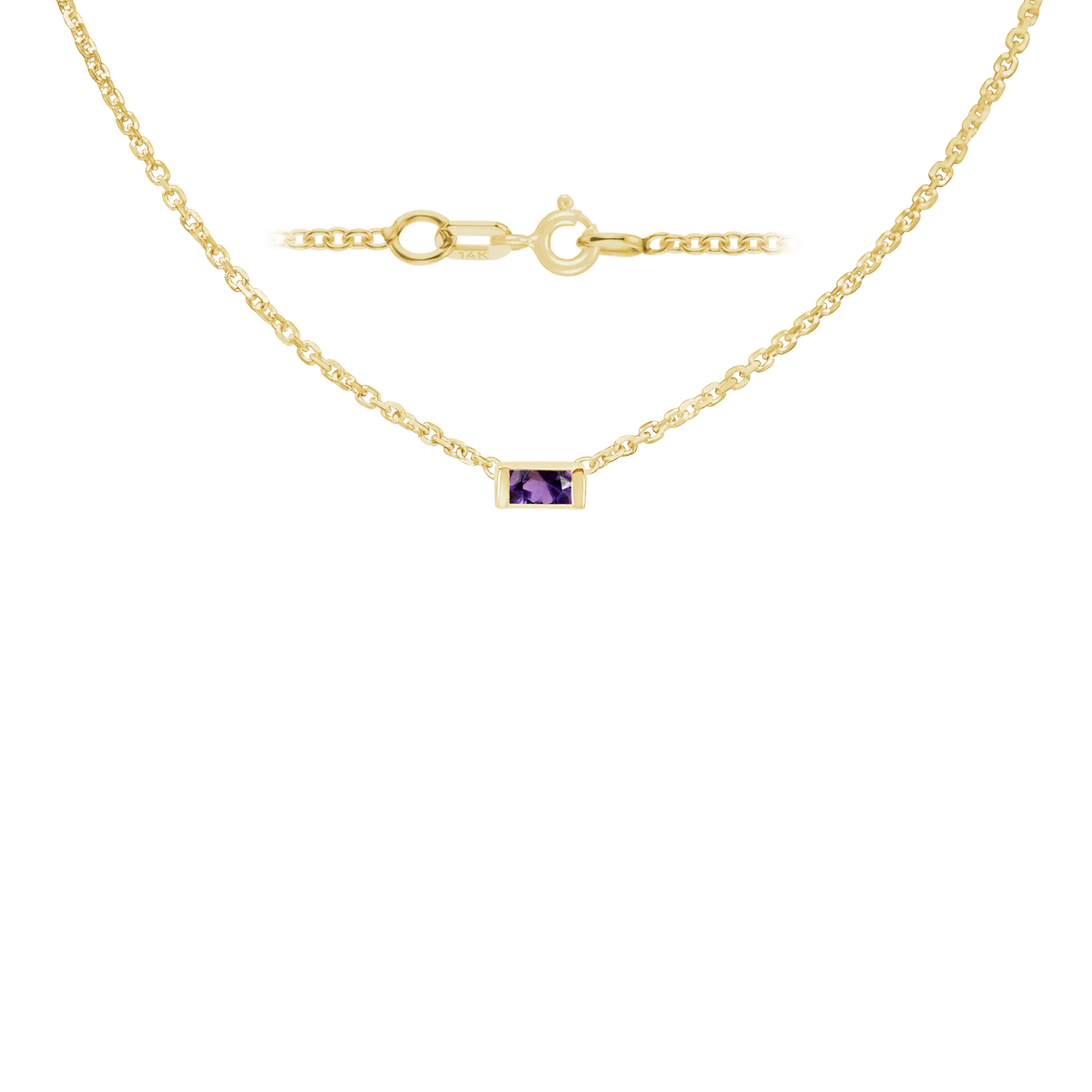 Gemstone Baguette Bezel Charm Necklace
