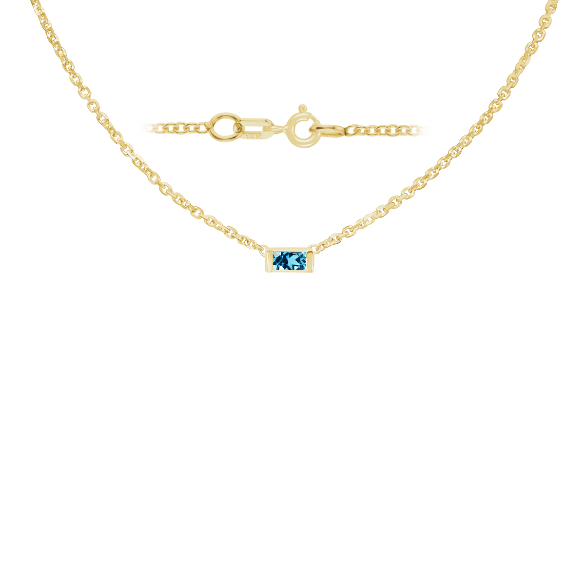 Gemstone Baguette Bezel Charm Necklace
