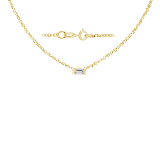 Gemstone Baguette Bezel Charm Necklace