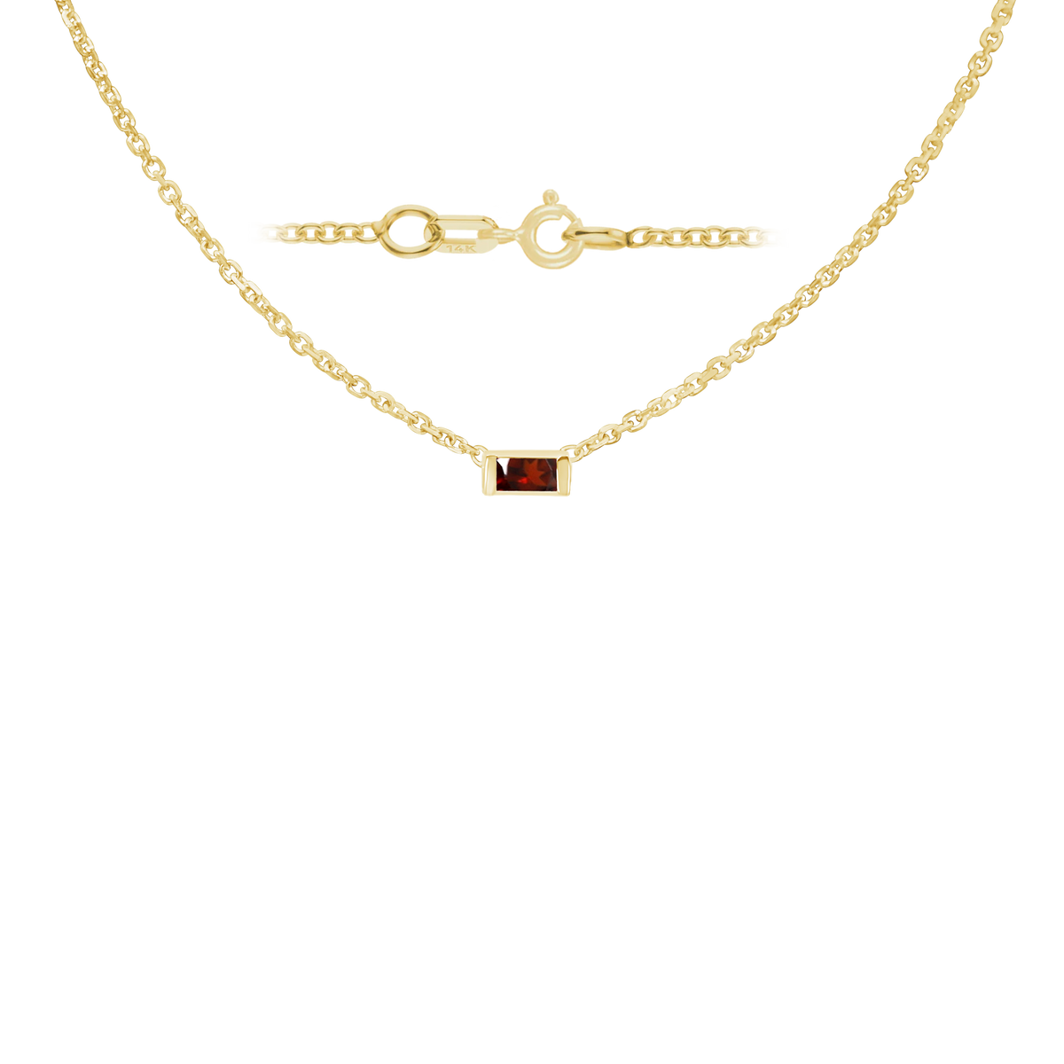 Gemstone Baguette Bezel Charm Necklace