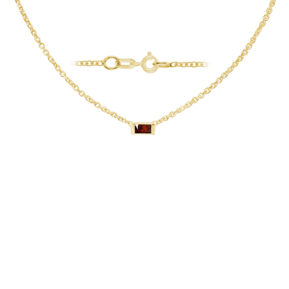 Gemstone Baguette Bezel Charm Necklace
