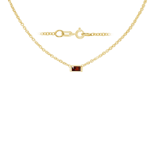 Gemstone Baguette Bezel Charm Necklace