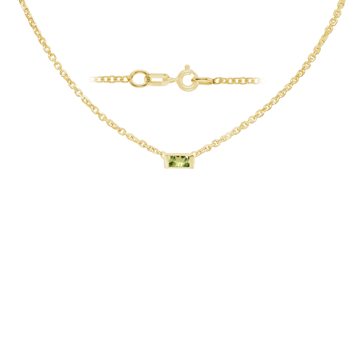 Gemstone Baguette Bezel Charm Necklace