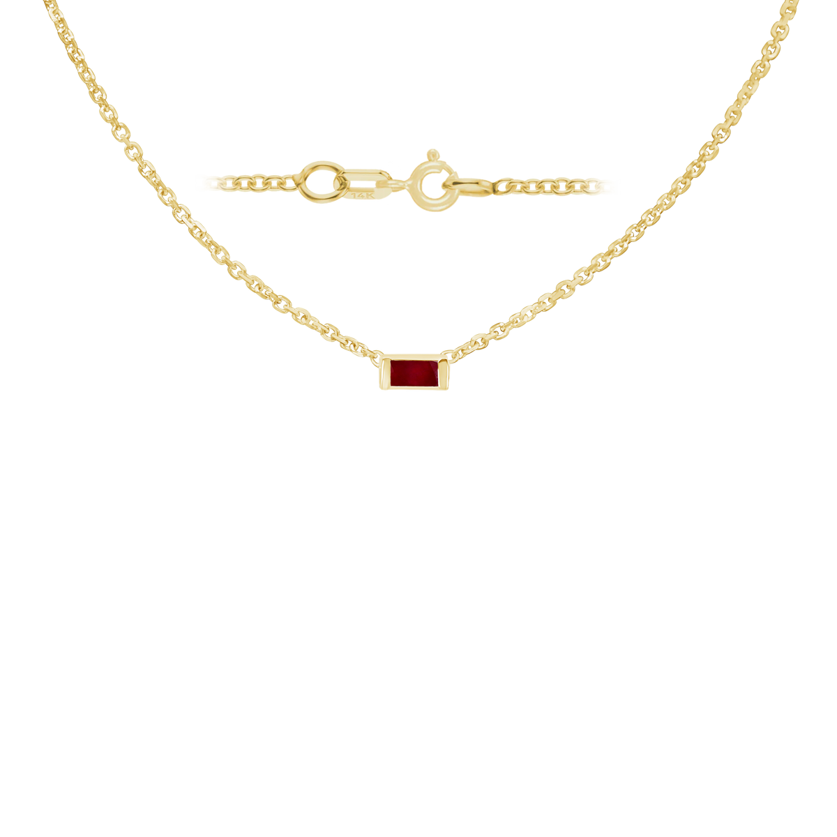 Gemstone Baguette Bezel Charm Necklace