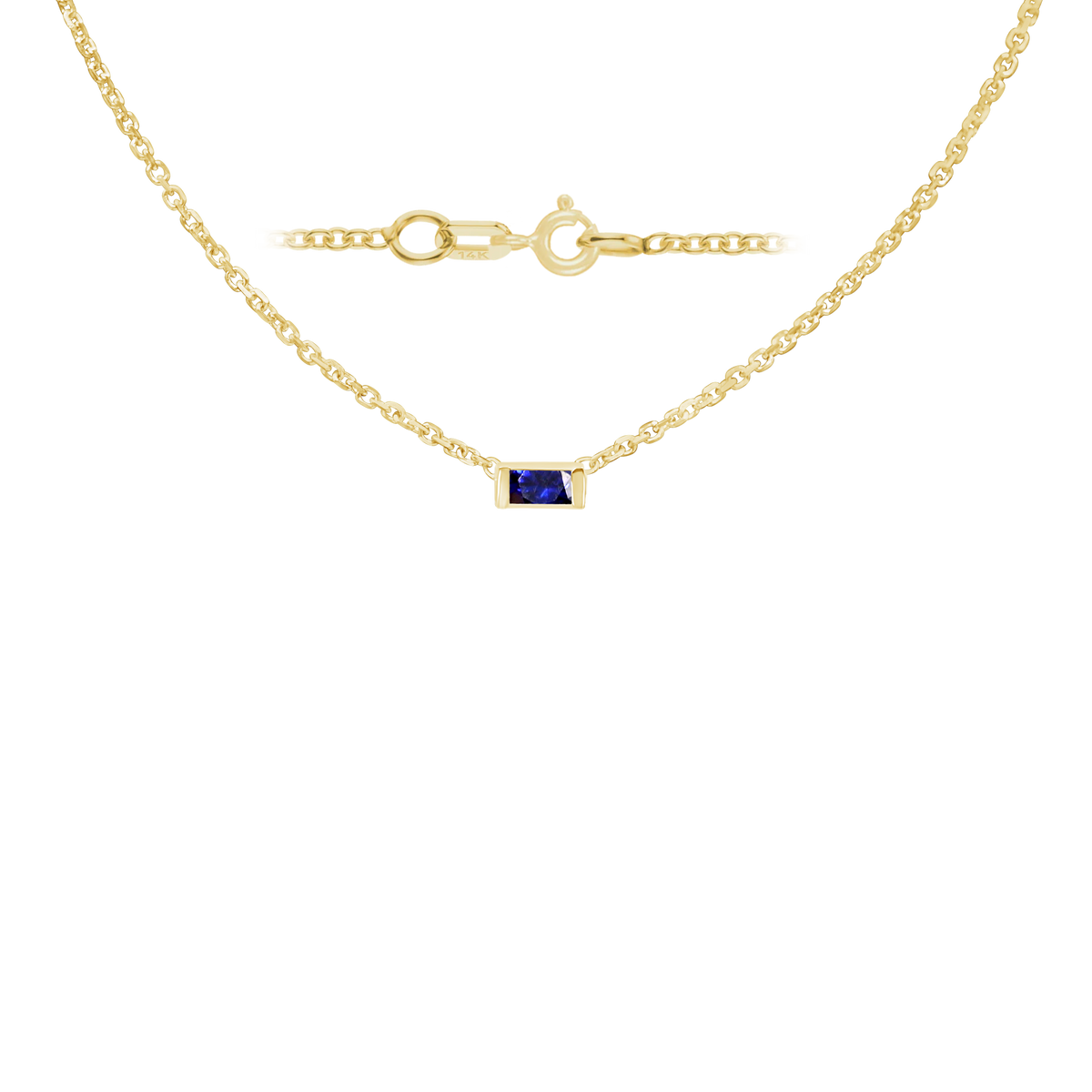 Gemstone Baguette Bezel Charm Necklace