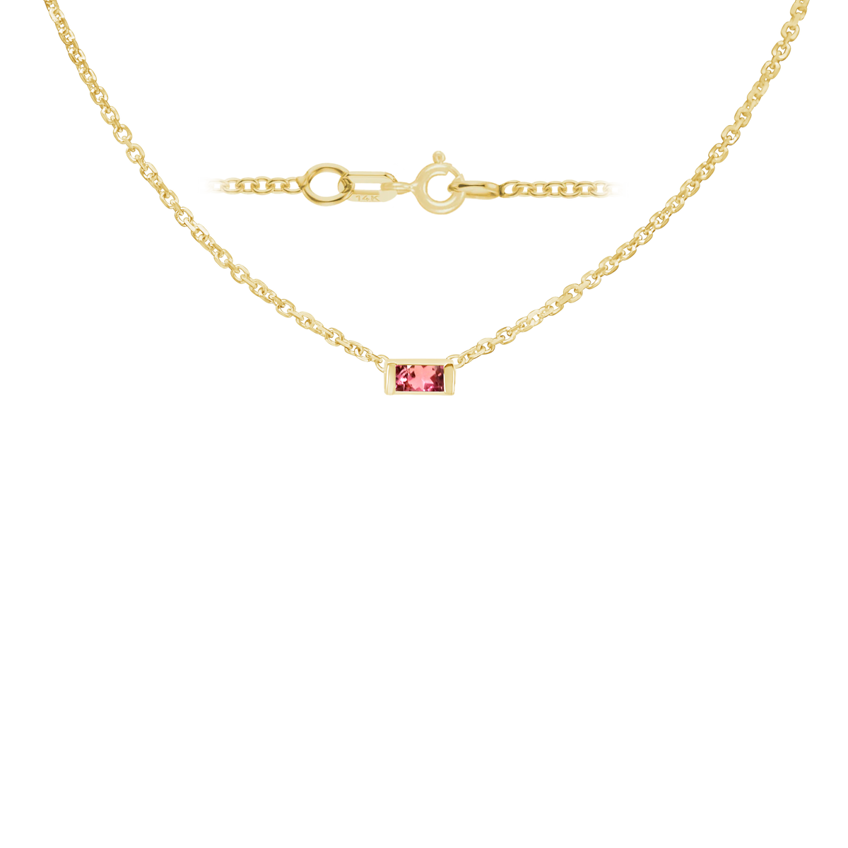 Gemstone Baguette Bezel Charm Necklace