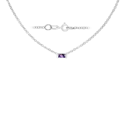 Gemstone Baguette Bezel Charm in 14K White Gold Necklace