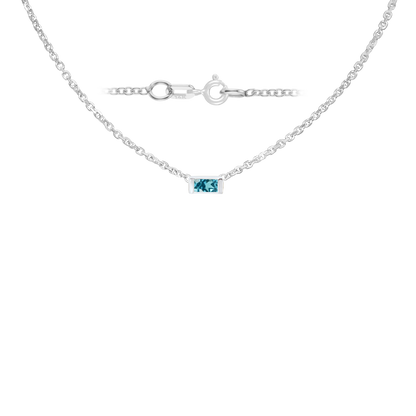 Gemstone Baguette Bezel Charm in 14K White Gold Necklace