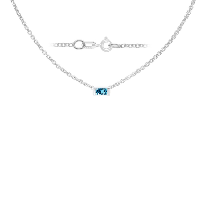Gemstone Baguette Bezel Charm in 14K White Gold Necklace