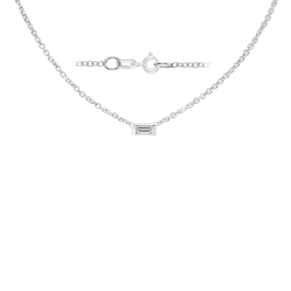Gemstone Baguette Bezel Charm in 14K White Gold Necklace
