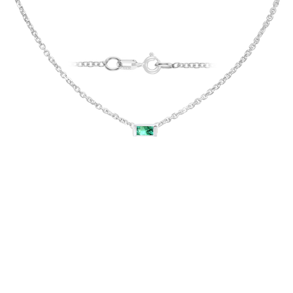 Gemstone Baguette Bezel Charm in 14K White Gold Necklace