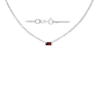 Gemstone Baguette Bezel Charm in 14K White Gold Necklace
