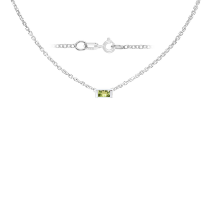 Gemstone Baguette Bezel Charm in 14K White Gold Necklace