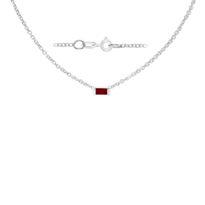 Gemstone Baguette Bezel Charm in 14K White Gold Necklace