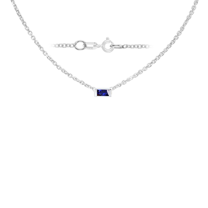 Gemstone Baguette Bezel Charm in 14K White Gold Necklace