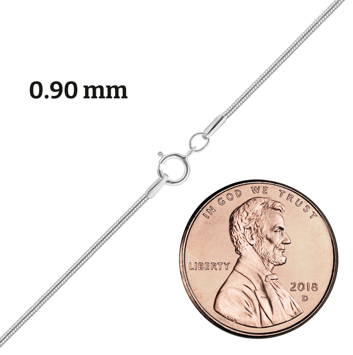 Round Snake Necklace, Sterling Silver