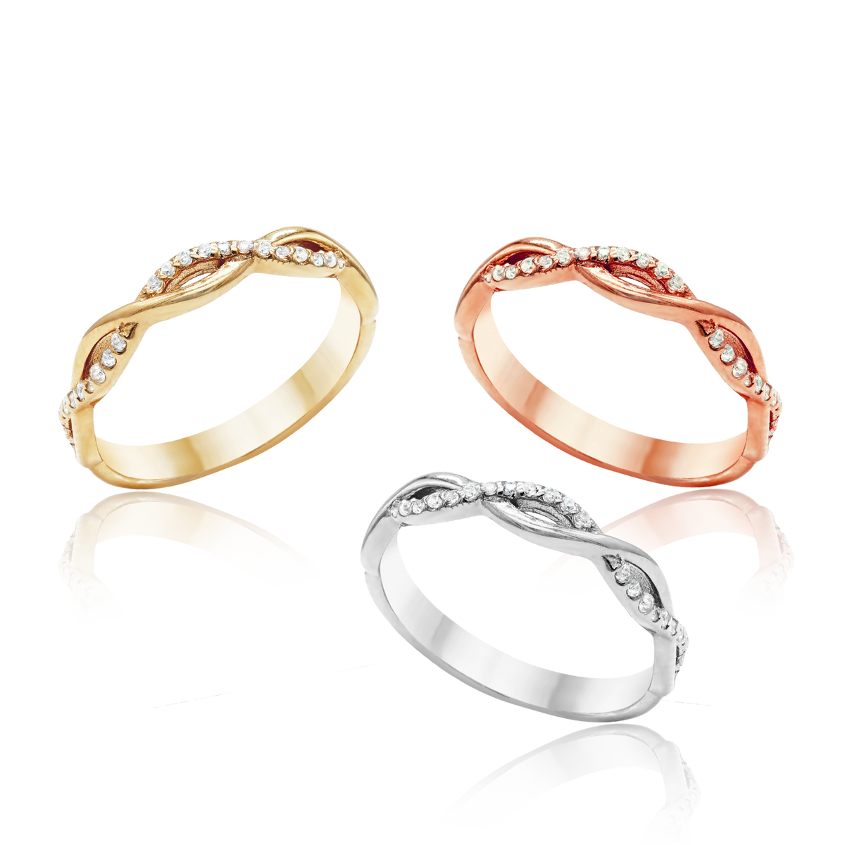 Oval Braid Ring with Diamonds