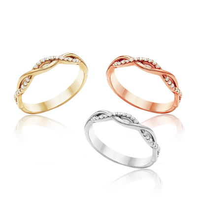 Oval Braid Ring with Diamonds
