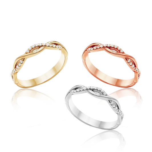 Oval Braid Ring with Diamonds