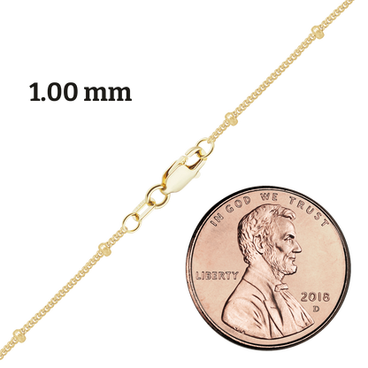 Stud Curb Necklace, 14K Yellow Gold
