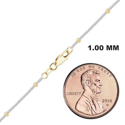 Stud Curb Bracelet in 14K Two Tone Gold