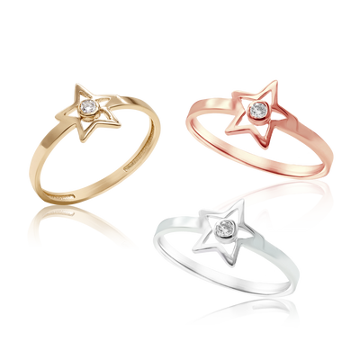 Star Ring with Diamonds