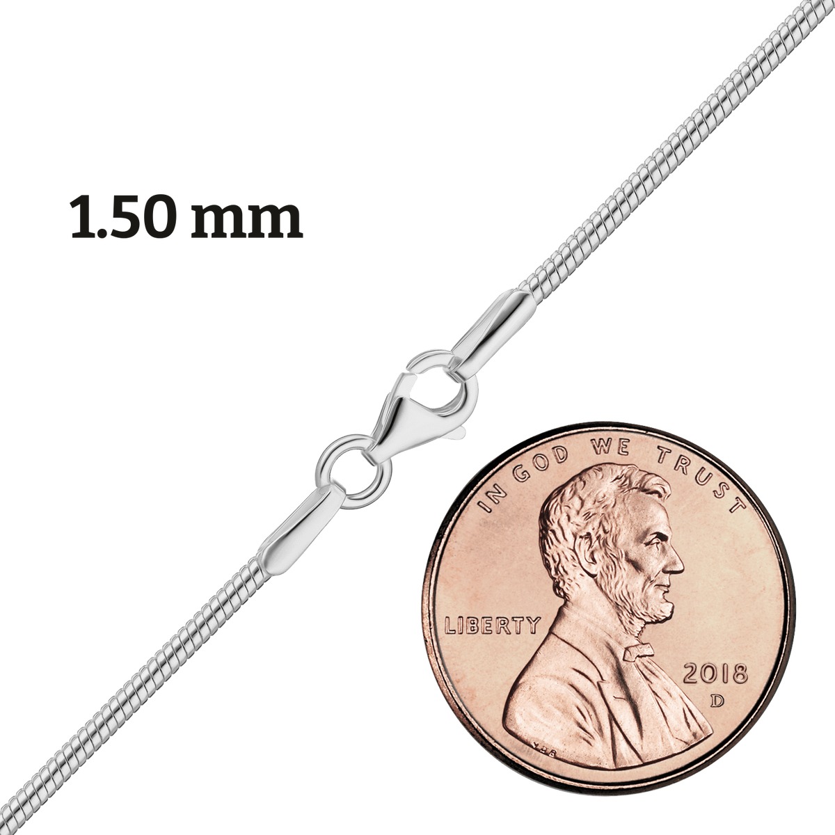 Round Snake Necklace, Sterling Silver