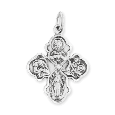 Double-Sided Four-Way Cross Pendant with Antique Finish