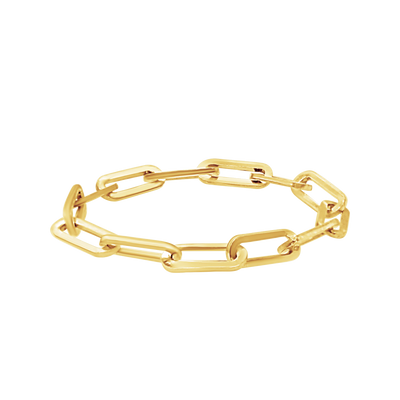 Paperclip Cable Chain Ring, Sterling Silver with 18K Yellow Gold Finish