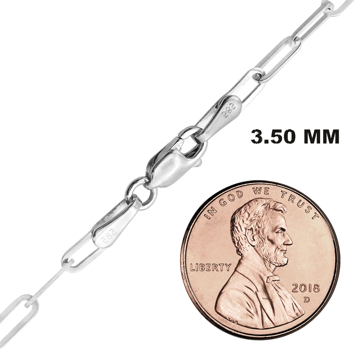 Paperclip Cable Necklace 14K White Gold
