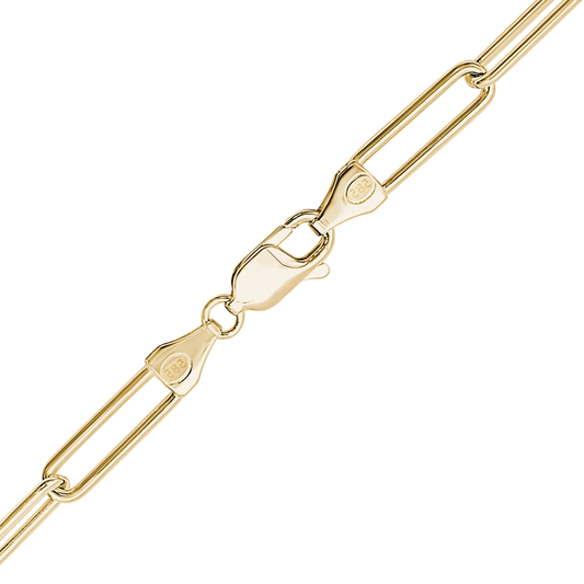 Round Paperclip Cable Anklet in 14K yellow gold