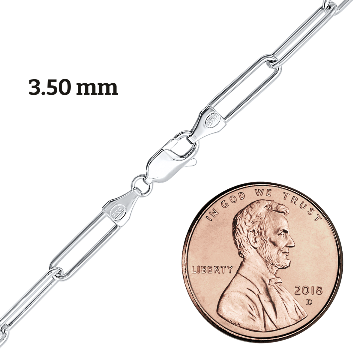 Runde Büroklammer-Kabelkette aus Sterlingsilber